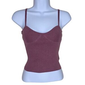 Madewell Strappy Cropped Bustier Tank Top Womens XXS Plum Purple